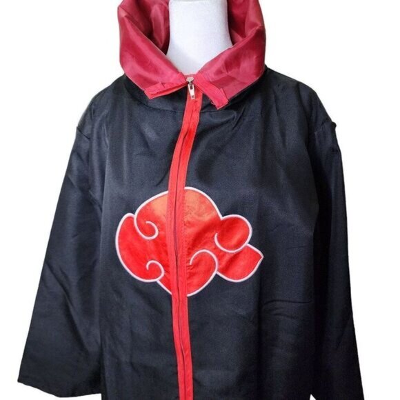 Anime Uchiha Itachi Adult Cosplay Cloak Akatsuki Ninja Coat Unisex Size M Black - Picture 2 of 5